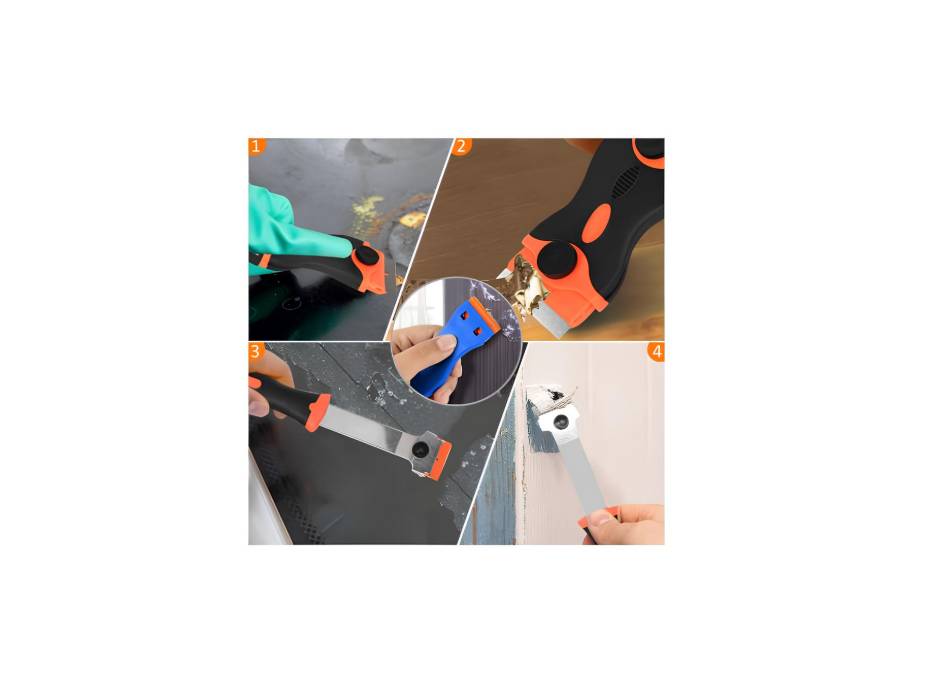 Razor Blade Scraper Tool with 50 Plastic and 30 Metal Razor Blades - Set of 3