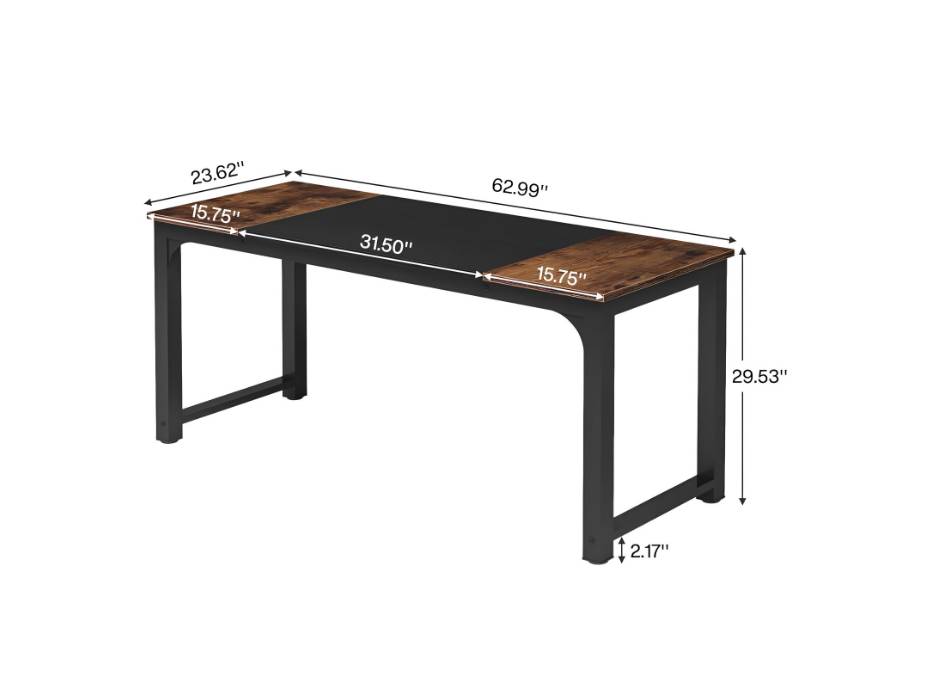 Tribesigns Modern Computer Desk, 160 x 60 cm Large Office Desk Computer Table Study Writing Desk Workstation for Home Office, Rustic Brown/Black