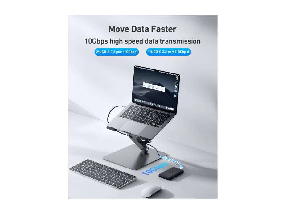BENFEI Laptop Stand with USB C 7in1 Docking Station, HDMI 4K@60Hz, 1*SD 1*Micro SD, 100W Power Delivery, 10Gbps 1*USB C 3.2 and 2*USB A 3.2