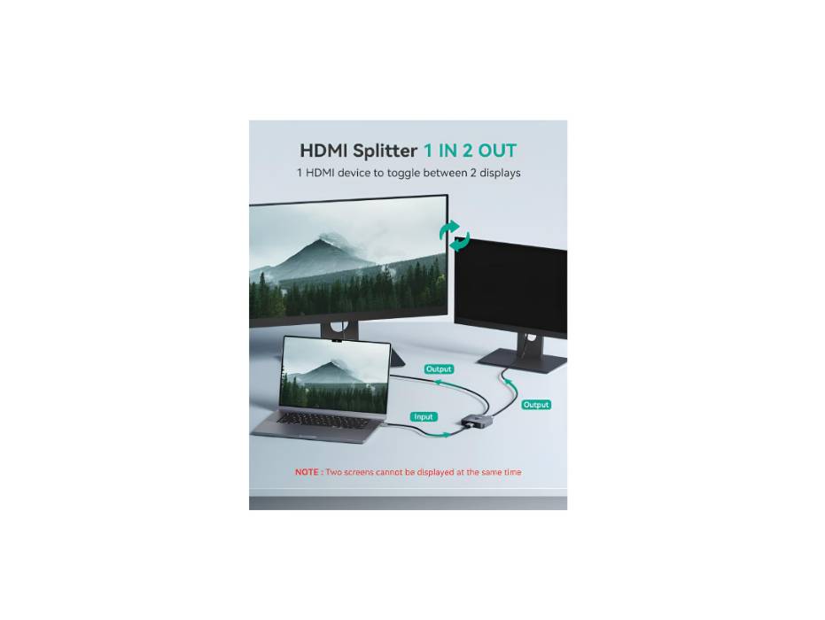 GANA HDMI Splitter, HDMI Switch 8K@60Hz 4K@120Hz HDMI Switcher 2 in 1 Out/1 in 2 Out Aluminum, HDR Dolby Vision Atmos VRR ALLM HDMI2.1 High-Speed 48Gbps for PS5/PS4, Xbox, Apple TV, Blu-ray Player