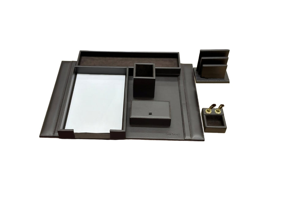 PU Leather Desk Set 7pcs Black, DS112BK