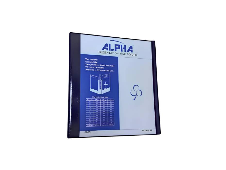 Alpha Presentation Binder 3 Rings A4 38mm Spine, Dark Blue (304-DBL)