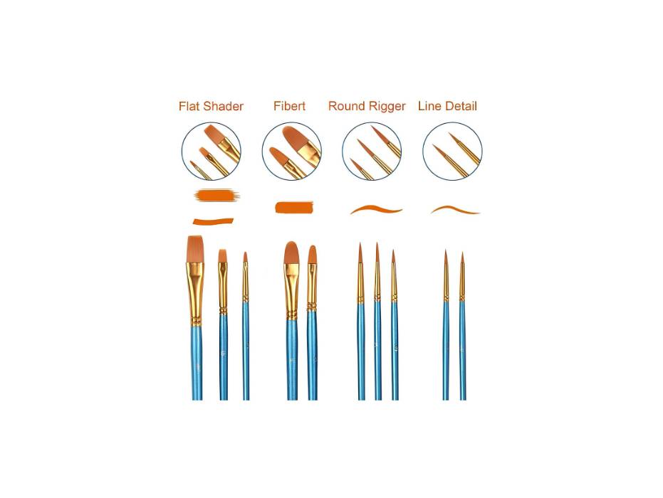 THE PRO BRO Paint Brush Set, 10 Pcs Paint Brushes Set