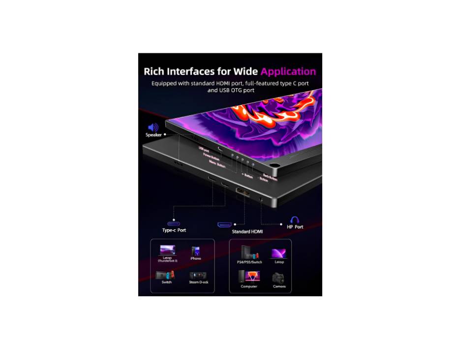 UPERFECT Truely 4K Computer Monitor, 15.6" UHD FreeSync 100% AdobeRGB 450 Nits Brightness HDR IPS Speaker Eye Care Game Display 2 Type-C