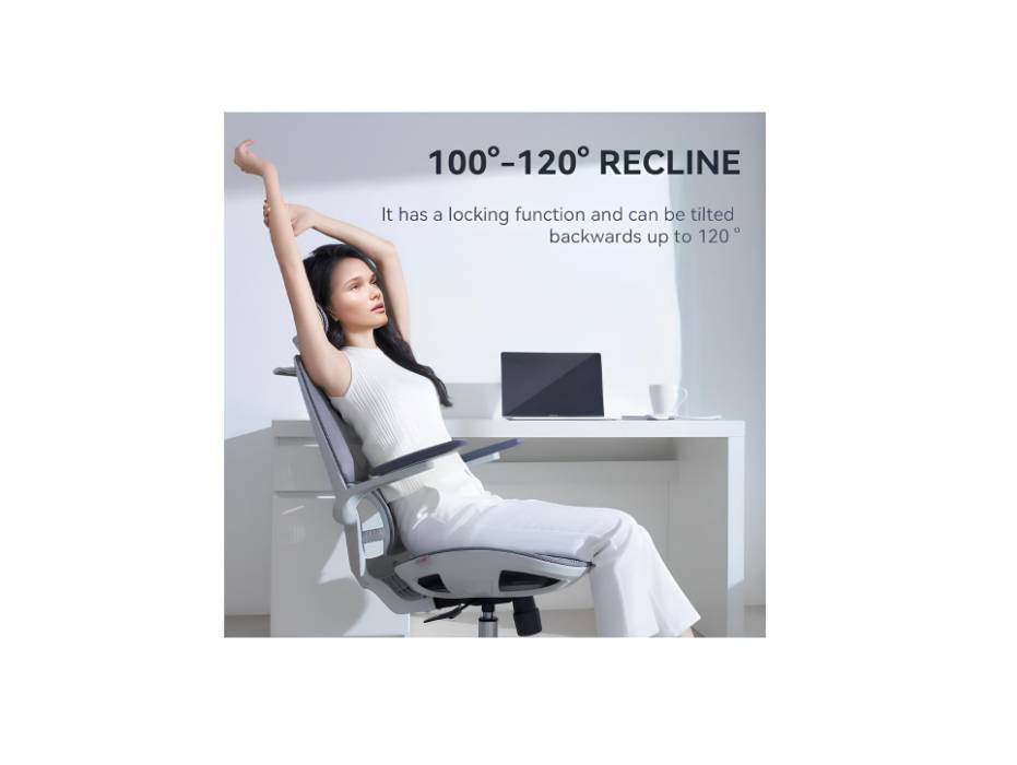 M59AS-M101 Ergonomic Office Chair, Breathable Mesh Desk Chair with Dual Back Design, Clothes Rack and Flip-up Arms, Swivel Task Chair, Adjustable Height Gaming Chair (Grey)