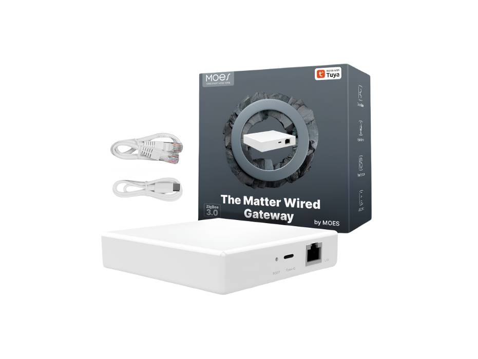 MOES Matter ZigBee Gateway - Hub for MOES ZigBee Devices - USB-C, RJ45 LAN, App & Voice Control, Compatible with Alexa Google Home Apple Home