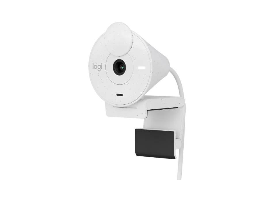 Logitech Brio 300 Full HD Webcam with Privacy Shutter, White
