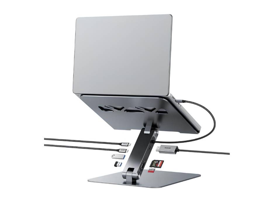 BENFEI Laptop Stand with USB C 7in1 Docking Station, HDMI 4K@60Hz, 1*SD 1*Micro SD, 100W Power Delivery, 10Gbps 1*USB C 3.2 and 2*USB A 3.2