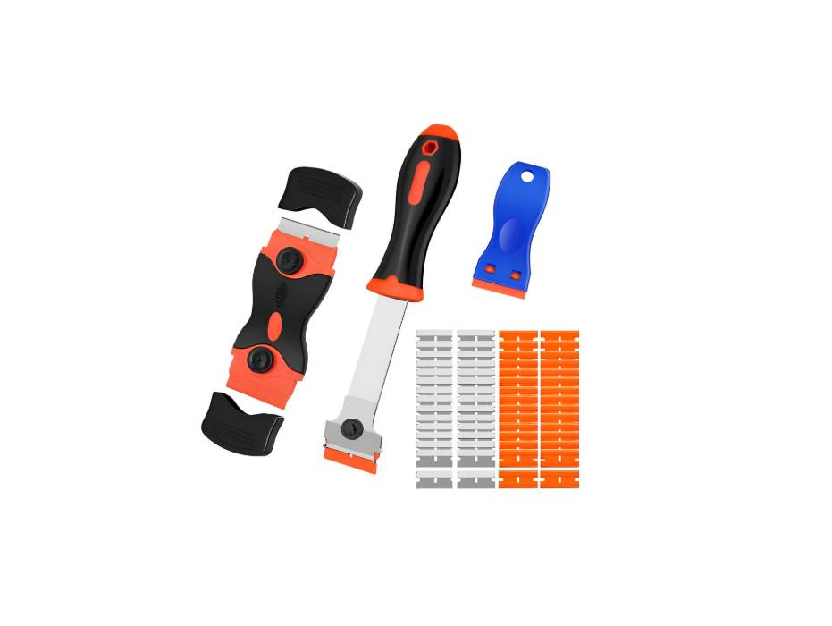 Razor Blade Scraper Tool with 50 Plastic and 30 Metal Razor Blades - Set of 3