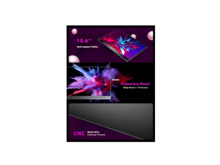 UPERFECT Truely 4K Computer Monitor, 15.6" UHD FreeSync 100% AdobeRGB 450 Nits Brightness HDR IPS Speaker Eye Care Game Display 2 Type-C