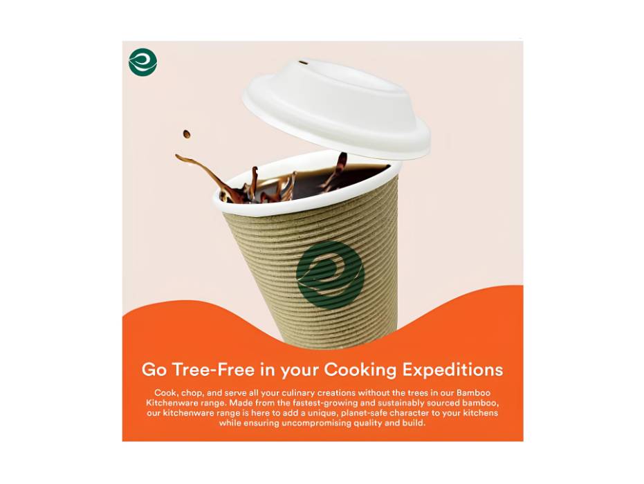 ECO SOUL 250 ml, 100 Count, Disposable Ripple Paper Cups with Lid, Eco-Friendly & Biodegradable Hot Cups