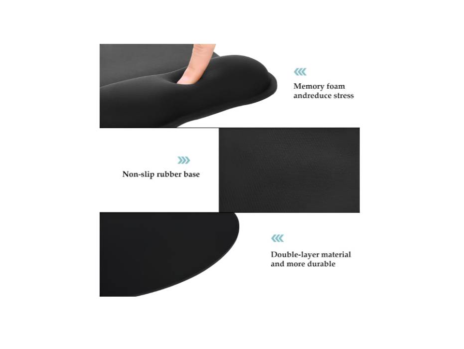 EooCoo Ergonomic Mousepad with Memory Foam, 4mm Ultra Thin Black