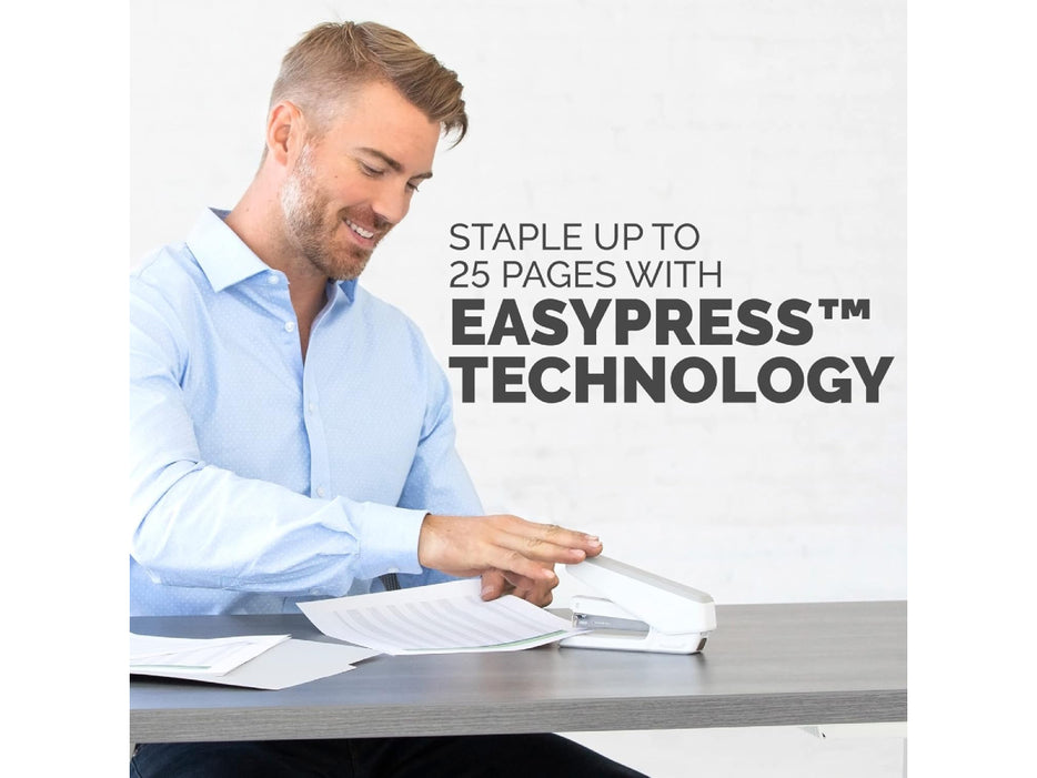 Fellowes LX850 EasyPress Staple with Antibacterial Microban Technology, 25 Sheet Capacity, White