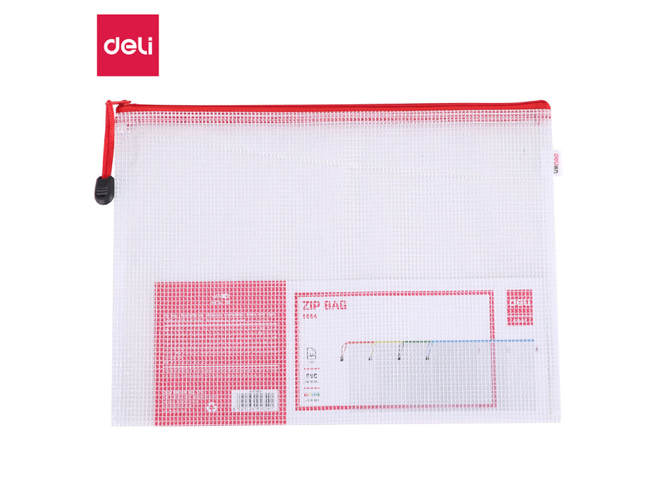 Deli E5654 A4 Mesh Zip Bag, 10/pack Assorted Color