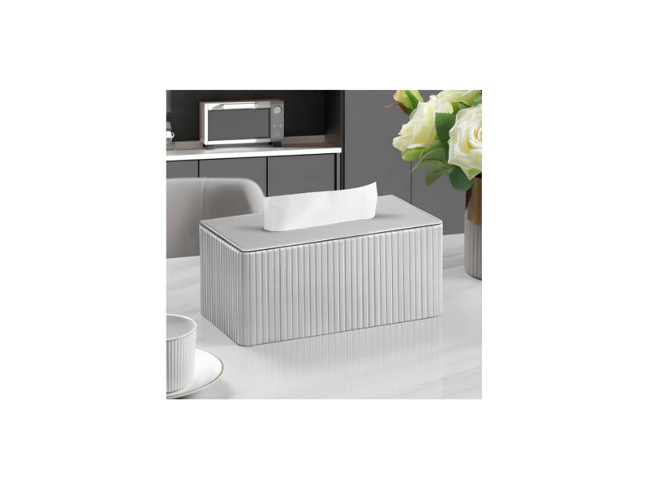 Rectangle PU Leather Tissue Box Cover with Magnetic Base, 25.4L x 14W x 11.4H cm, Grey