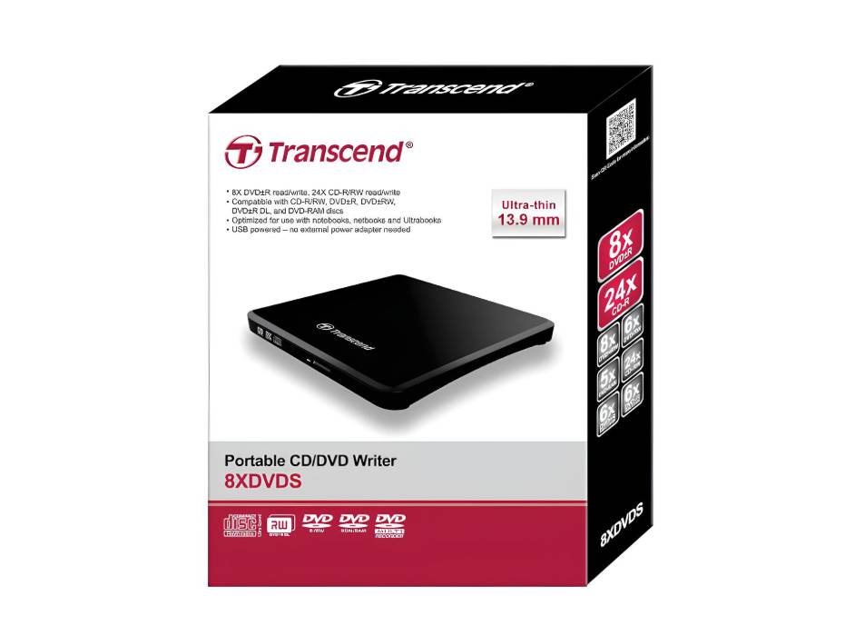 Transcend TS8XDVDS K External DVD writer, Black