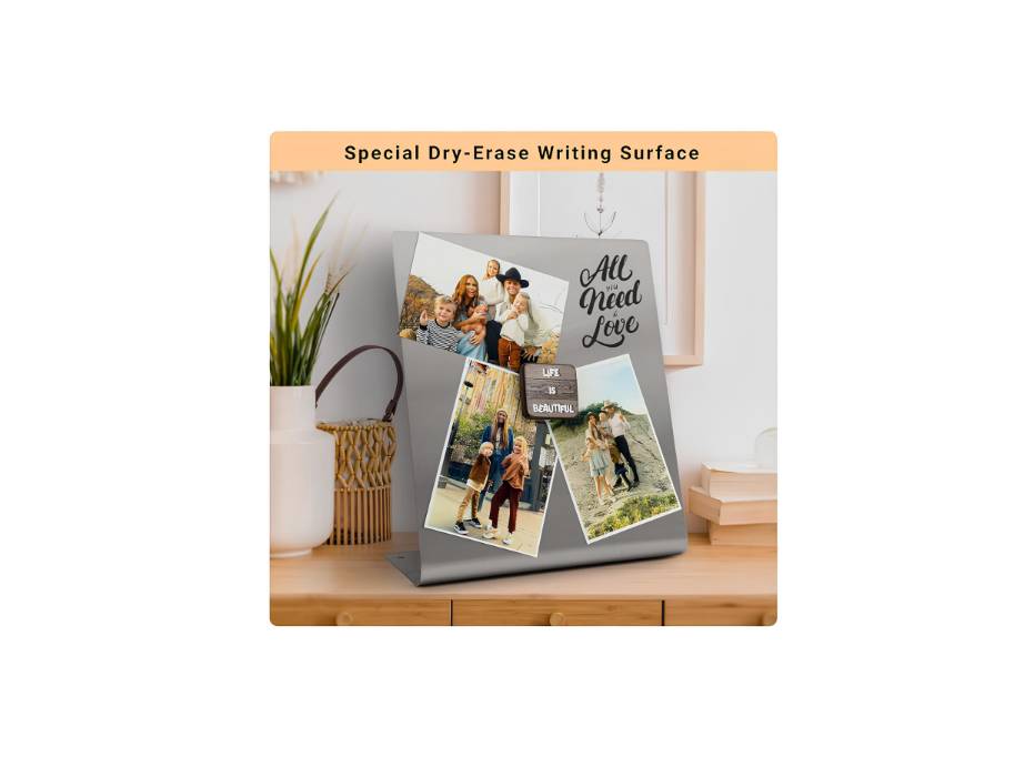 OutFormal Large Magnetic Bulletin Board for Tabletops, Dry Erase Memo Board with Stand, 12x10 Inches with 4 Magnets