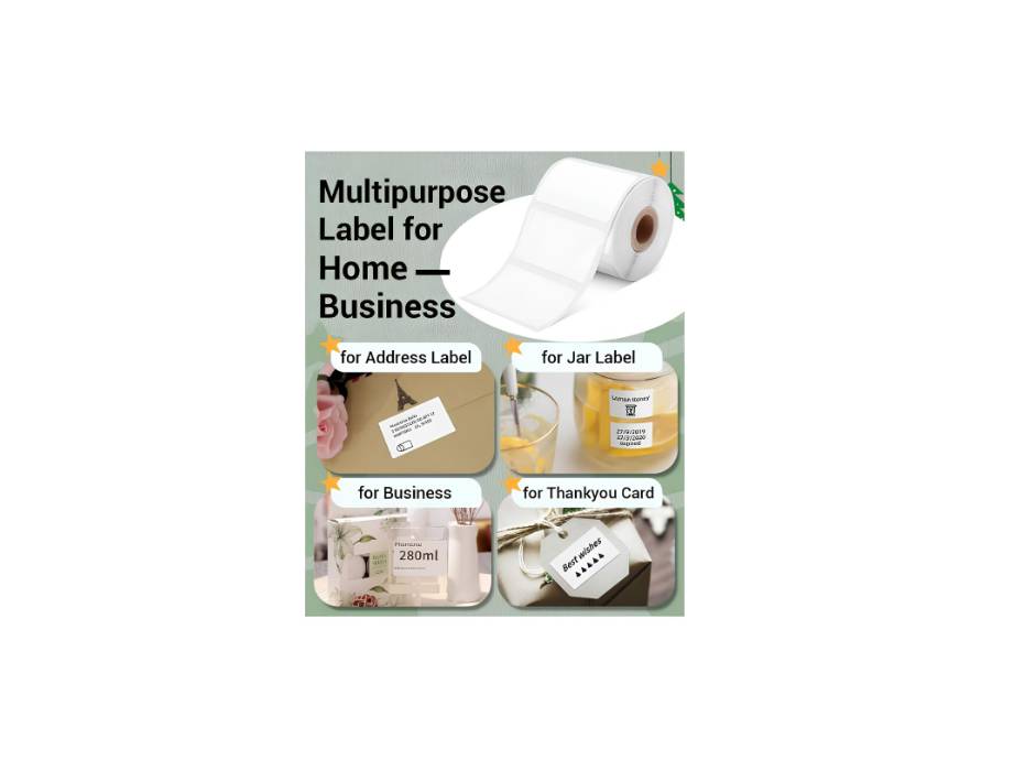 Phomemo Multi- Purpose Square Self-Adhesive Label, 3 rolls/box, 230 labels/roll, Black on White (50x30mm)