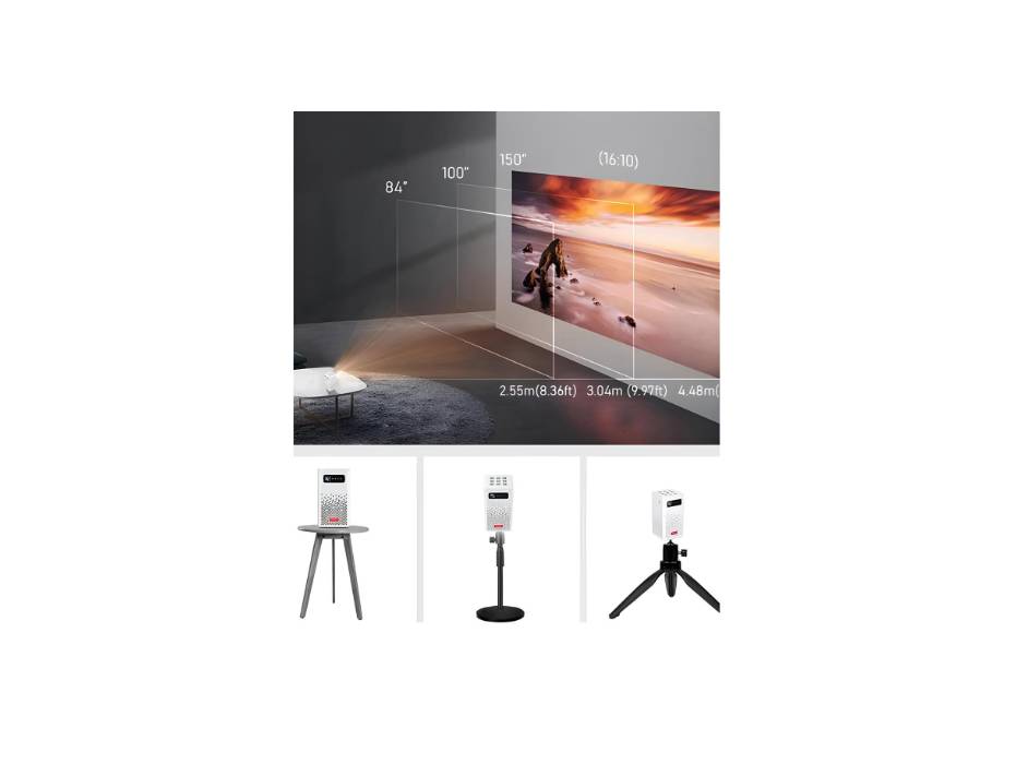 CRONY C900 upright Projector with BT speaker Smart DLP Projector Bluetooth 5.0 1080P Supported Wireless Mirroring Built-in Battery