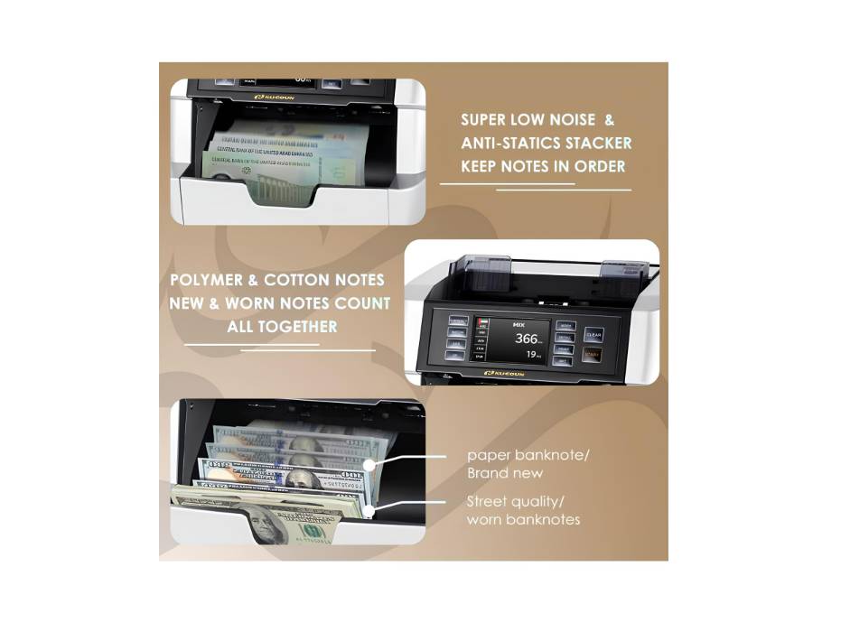 NUCOUN VC-7 Silver Bank Grade Money Counter Machine, Mix Value