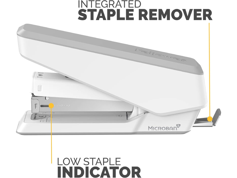Fellowes LX850 EasyPress Staple with Antibacterial Microban Technology, 25 Sheet Capacity, White