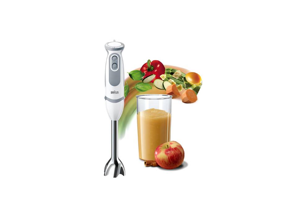 Braun MultiQuick 5 Hand Blender, 1000W, 21 speeds, PowerBell Technology, Splash Control, One Hand Speed Wheel, Ergonomic Shape, Comfortable Soft Grip, BPA-Free Beaker