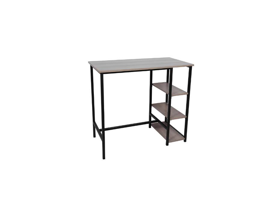 RIGID Bar Table with Sturdy Metal Frame & Wooden Top Shelves Wood Storage Counter for Living Room, Dining Room (Black walnut)