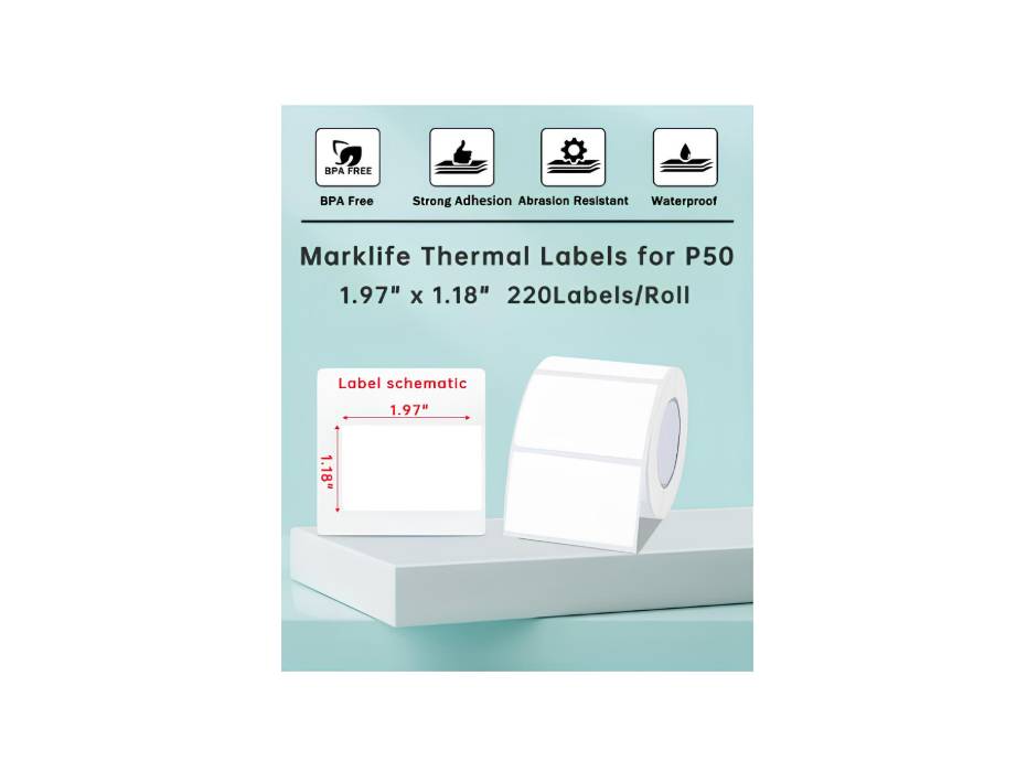 MARKLIFE 1.97"x1.18" Multi-Purpose Self-Adhesive Label for Marklife P50 Label Printer, 220 Labels/Roll