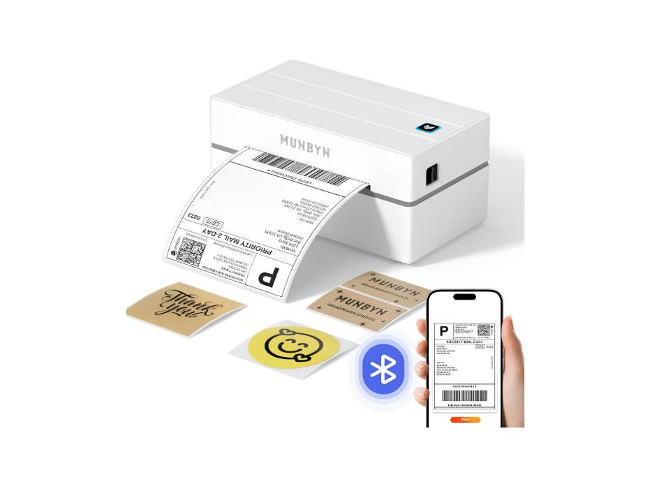 MUNBYN Thermal Label Printer, Portable Bluetooth Label Maker, 4 x 6 inches | ITPP130B