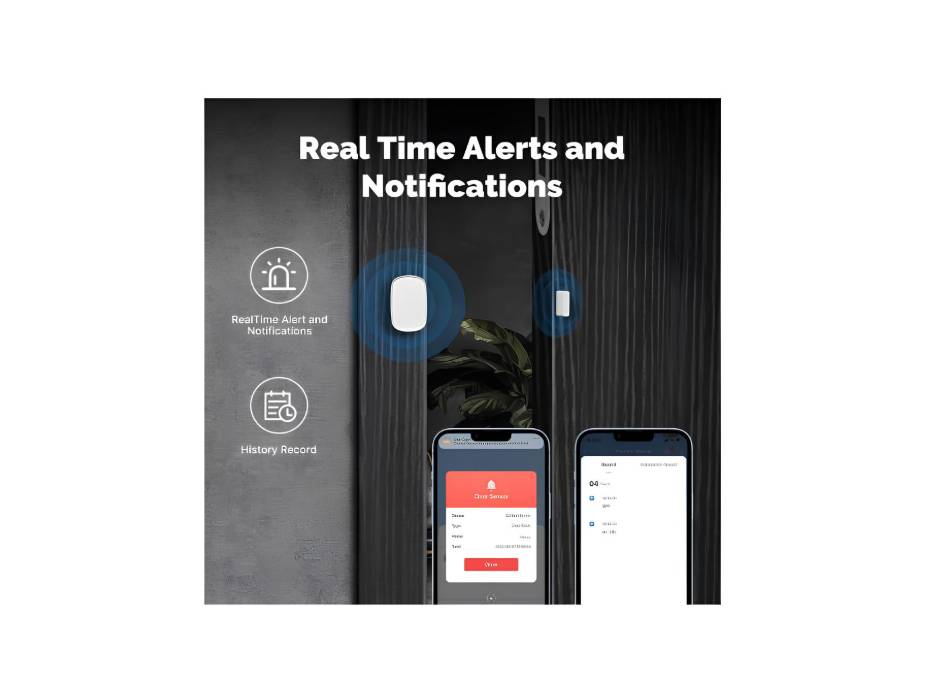 MOES Smart Door and Window Sensor, Wireless Detector for Alarm System and Home, Compatible With Smart Life/MOES APP, Works With Alexa Google Home Voice Control, Requires ZigBee Gateway