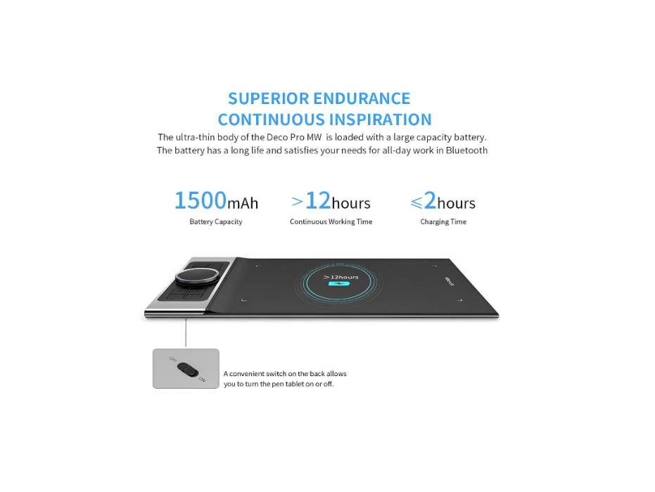 XP-pen Deco Pro MW Wireless Bluetooth Digital Graphic Drawing Tablet with 8 Keys, 2 Wheels