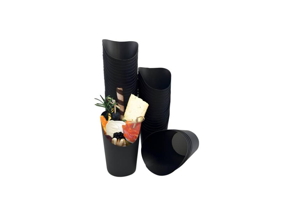 Party Treats Cones Snacks Kraft Paper Cups Holder, Black, 14oz - Pack of 50