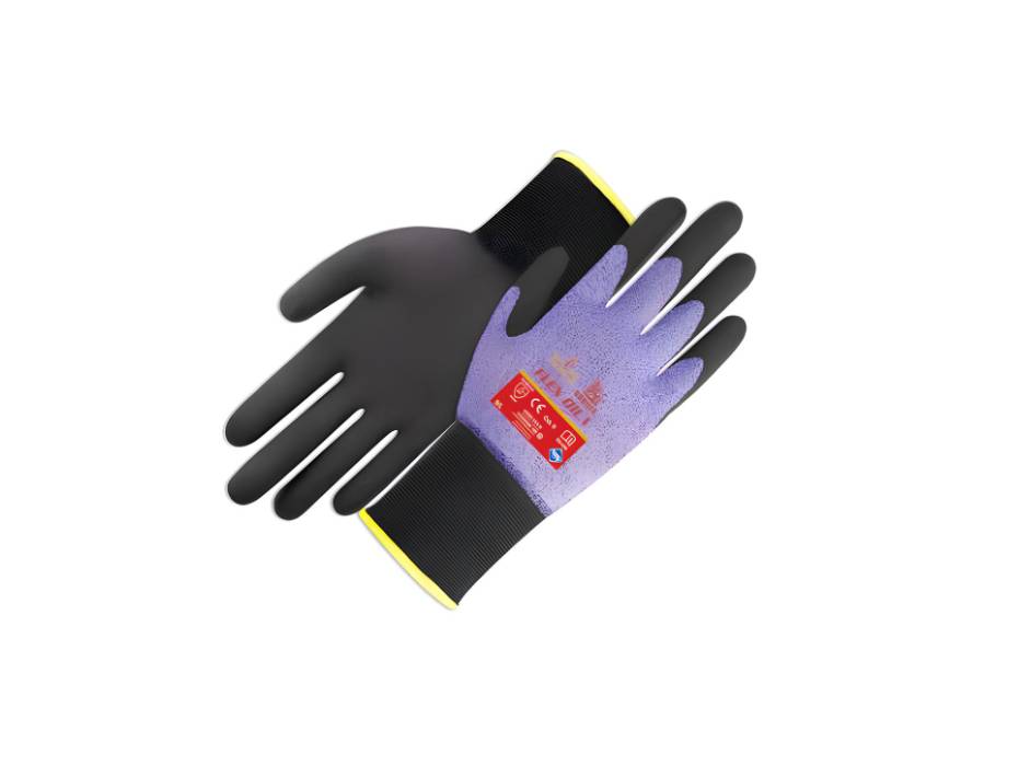 Oil Resistant Gloves, Gorilla Flex Oil I, Black/ Royal Blue, Large