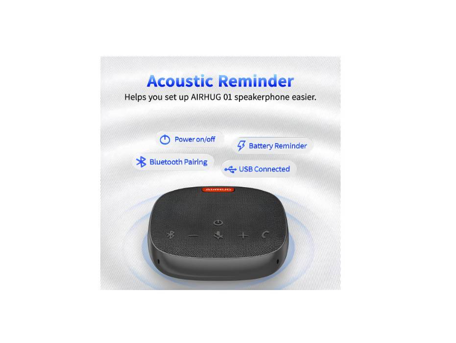 AIRHUG Bluetooth Conference Speaker with Microphone, 360°Voice Pickup, Advanced Noise Reduction, USB-C Plug & Play, Compatible with Zoom, MS Team