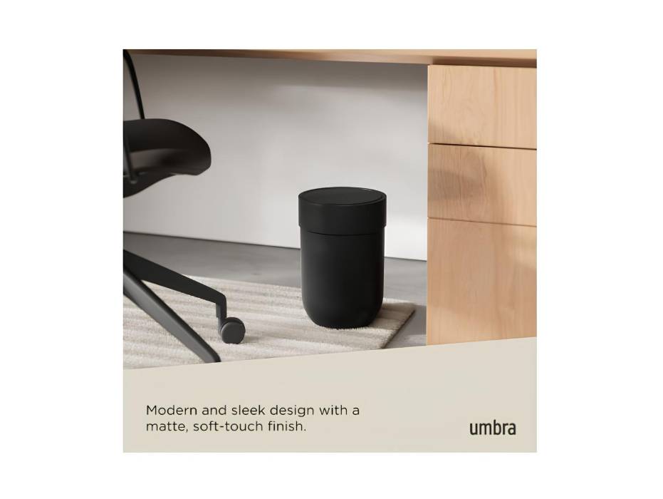 Umbra Touch Molded Bathroom Tumbler Waste Bin, 6 Liters, Black