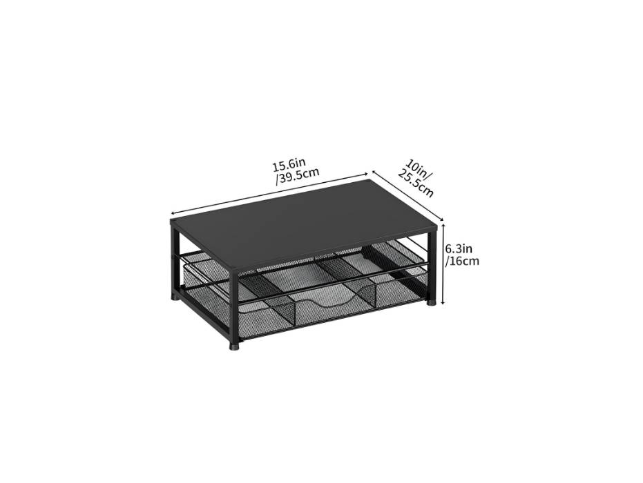 Monitor Stand Riser with Storage Drawers, Black
