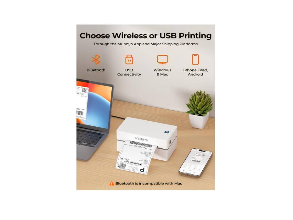 MUNBYN Thermal Label Printer, Portable Bluetooth Label Maker, 4 x 6 inches | ITPP130B