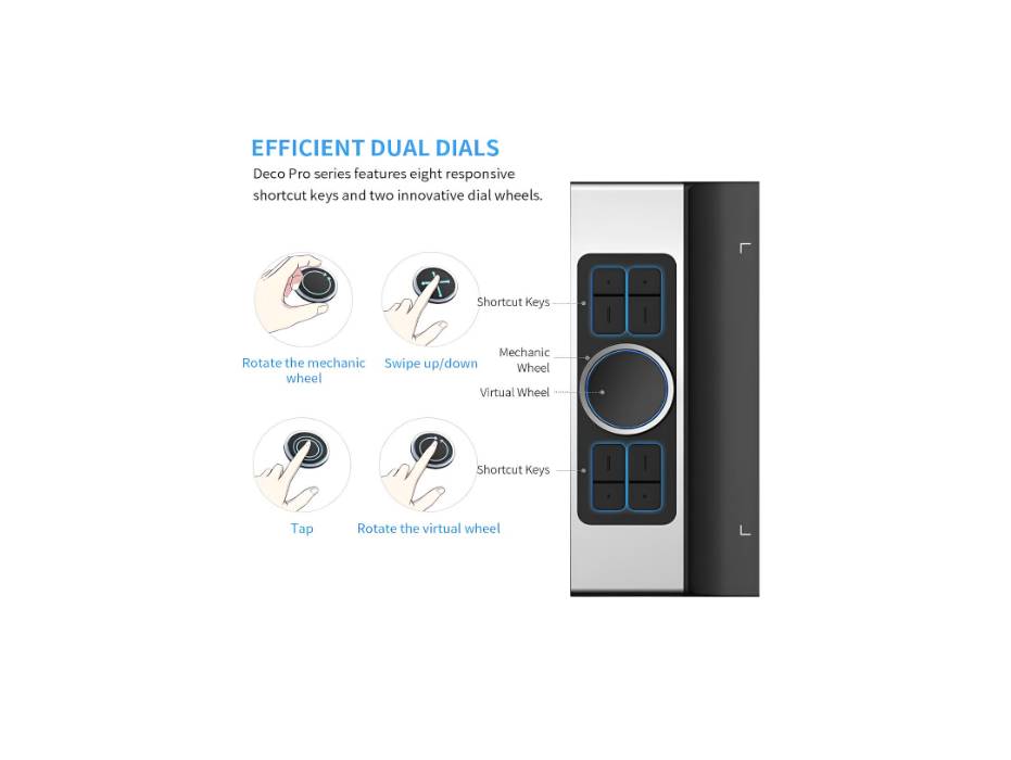 XP-pen Deco Pro MW Wireless Bluetooth Digital Graphic Drawing Tablet with 8 Keys, 2 Wheels