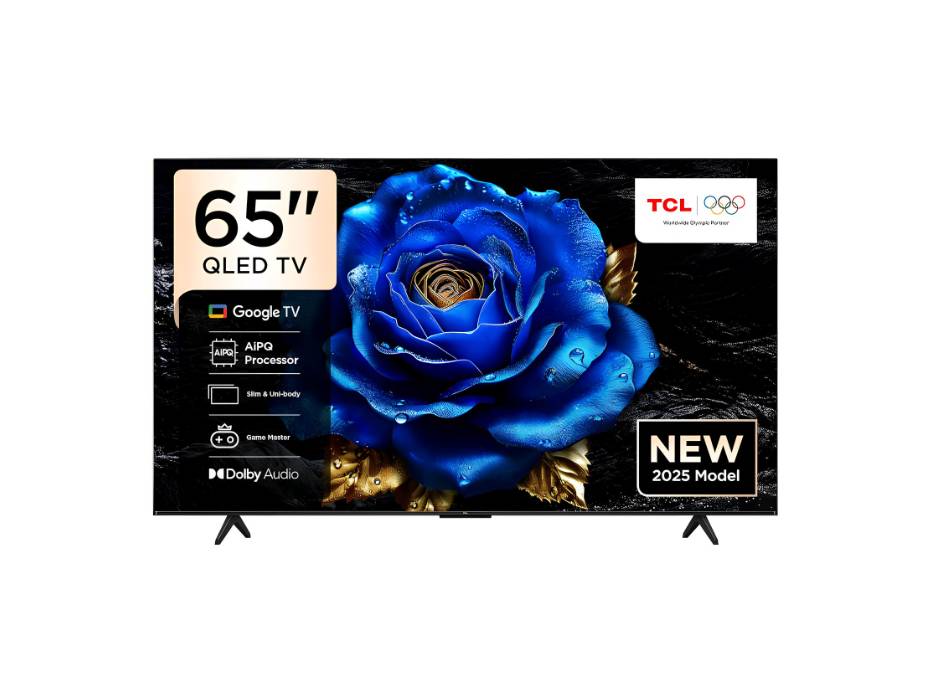 TCL 65T6C 65 Inch Smart TV 4K QLED Colorful Quantum Crystal HDR 10+ Gaming Google TV, Dolby Vision Atmos, Voice Control, Game Master with Slim Design