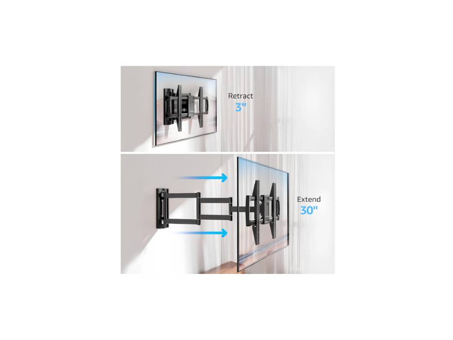 MOUNTUP 30 Inch Long Arm TV Wall Mount for Most 42-75 Inch TVs, Full Motion Corner Wall Mount TV Bracket with Extension, Up to 99 lbs, MU0057-L
