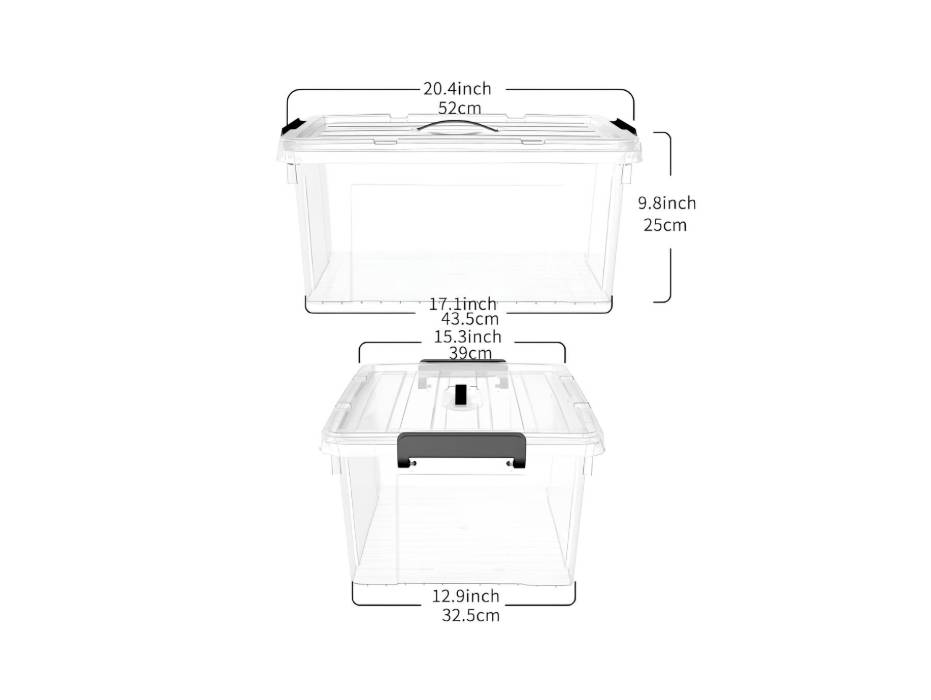 Clear Plastic 47 Liter Storage Box with Lockable Lid & Wheels