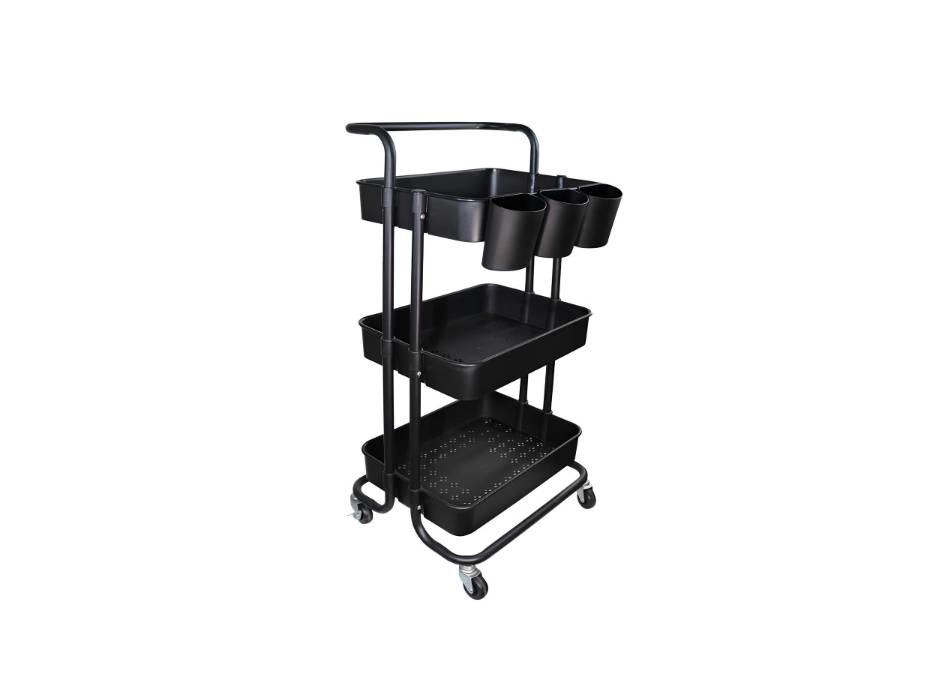 Ceeyali 3-Tier Rolling Utility Cart Multifunction Storage Shelf Organizer Cart with Handle Lockable Wheels