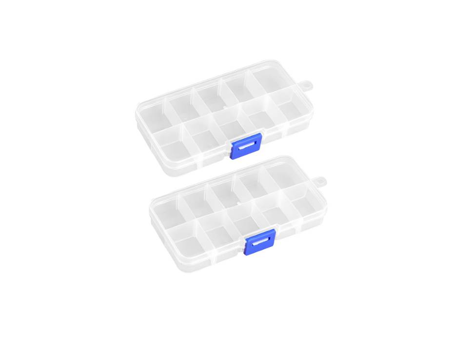 Clear Plastic Organizer Box, 10 Grids - Pack of 2