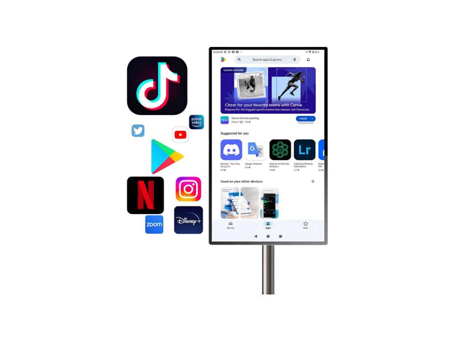 32 Inch Portable Smart Screen Monitor, UHD 4K, Seamless Design, Crystal Clear, Adjustable, Rotation Free, Touch And Remote Control Smart Monitor