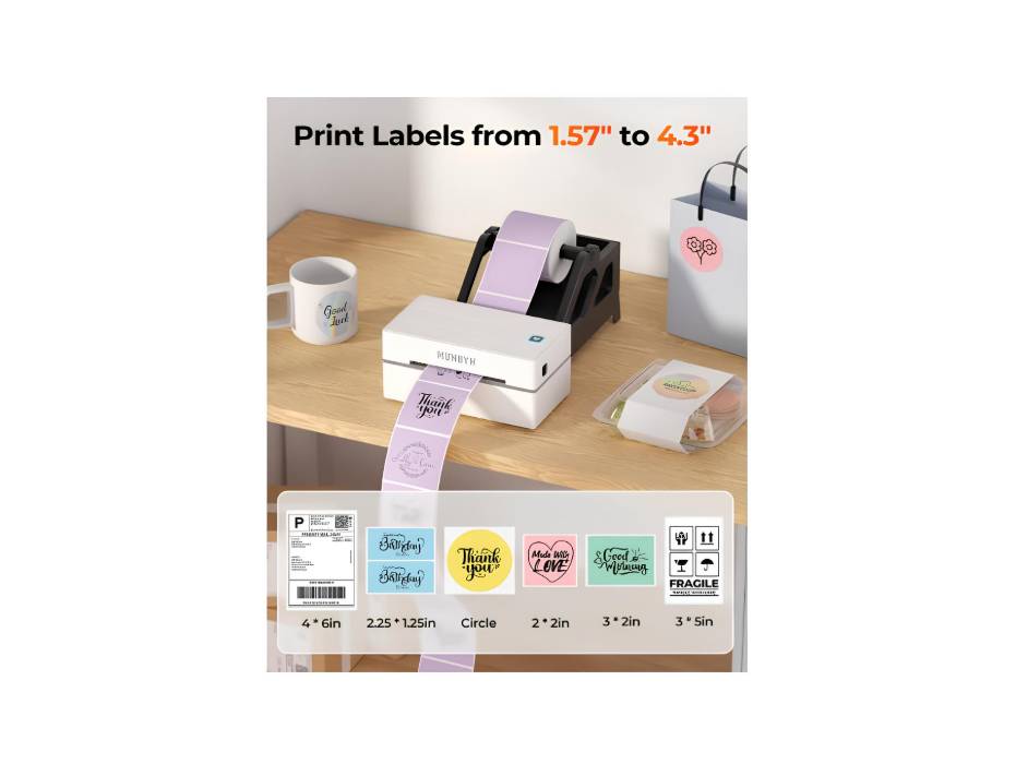 MUNBYN Thermal Label Printer, Portable Bluetooth Label Maker, 4 x 6 inches | ITPP130B