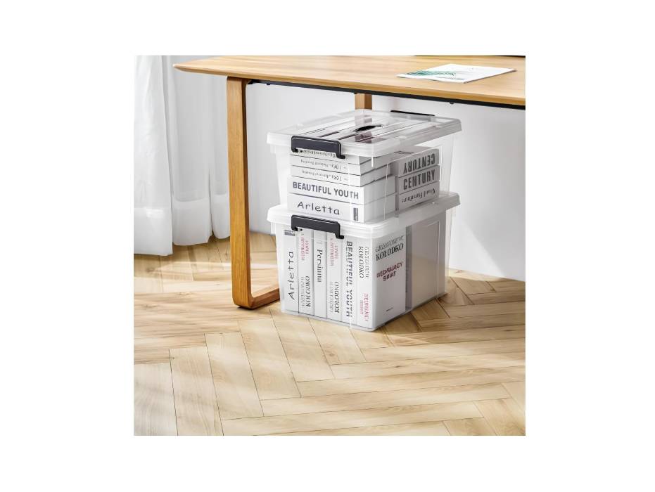 Clear Plastic 47 Liter Storage Box with Lockable Lid & Wheels