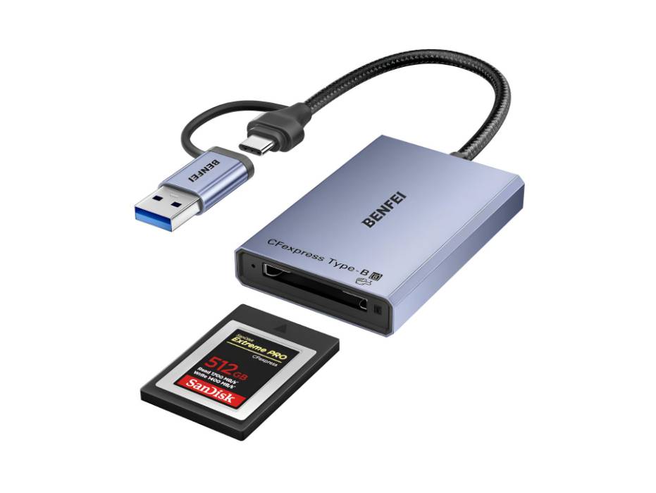 BENFEI CFexpress Type B Card Reader with USB 3.2 (Gen 2) 10Gbps, USB-C&USB-A 2-in-1 Type B CFexpress Adapter