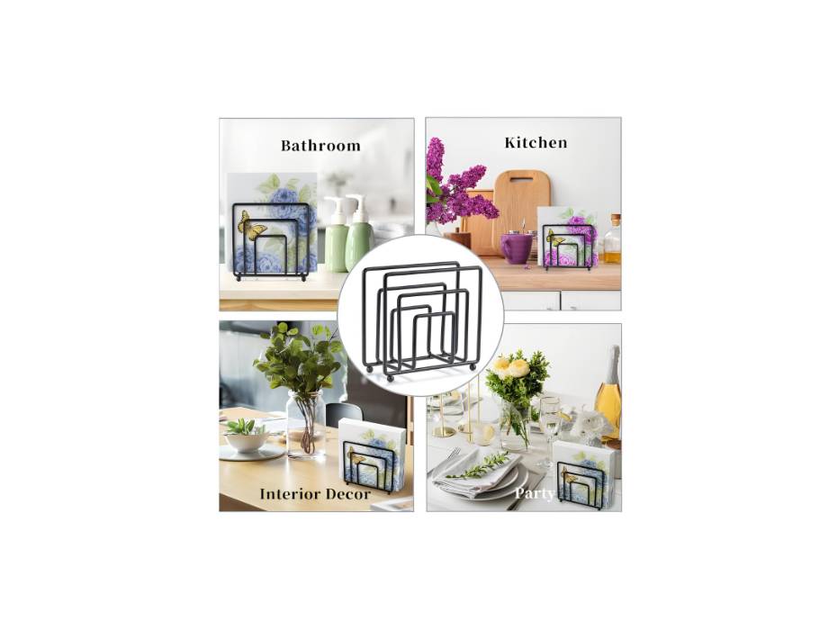 Metal Napkin Holder, 13.7D x 5.5W x 12.8H cm, Black