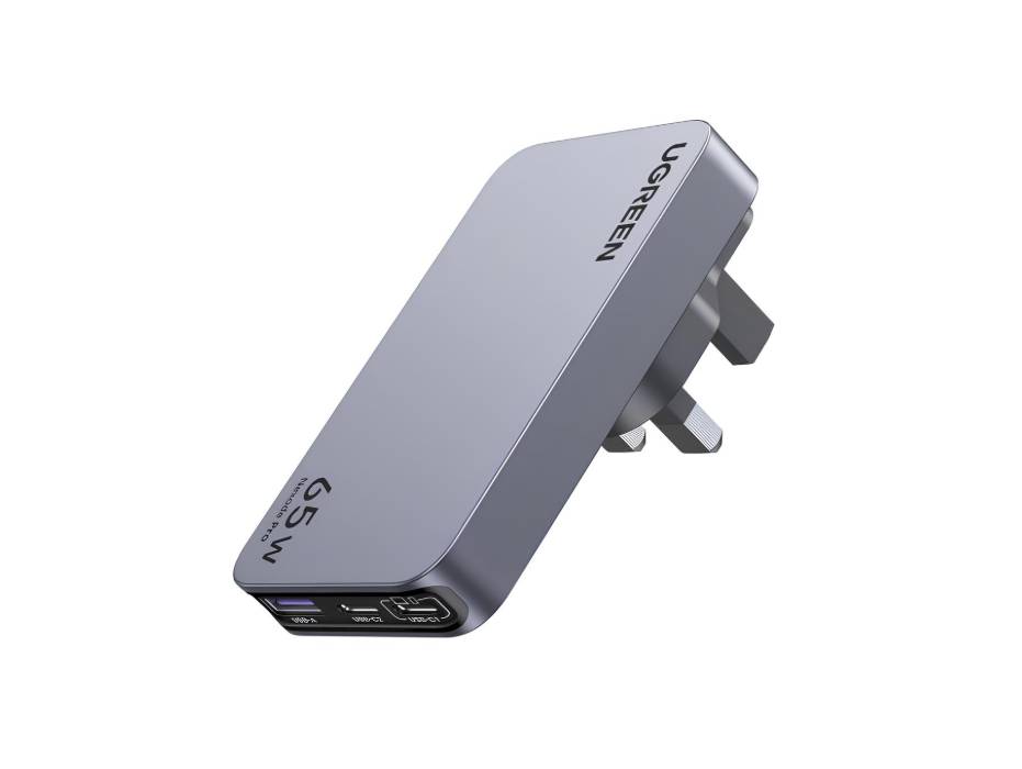 UGREEN Nexode Pro 65W USB-C Charger, Travel Adapter with UK/EU Plug GaN II 3-Port Ultra-Slim Type C Fast Wall Charge Laptop Charging Compatible for MacBook, Dell XPS, iPad, iPhone, Samsung