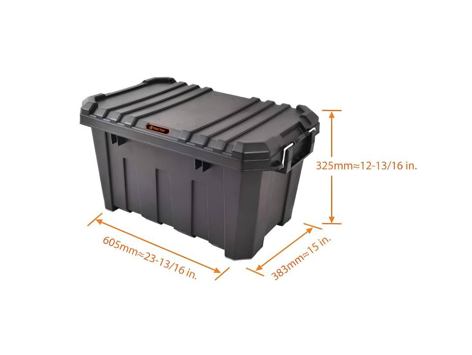 Tactix Heavy Duty Storage Box, 45 Liter Capacity, Black